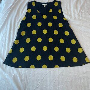 vintage Black and yellow polka dot sleeveless top